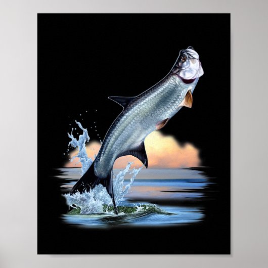 Tarpon Fisch Frische Wassertiere Jagen Fische A Poster (Vorne)