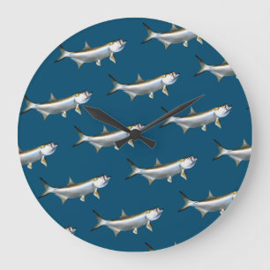 Tarpon Fishing Theme Man Cave Große Wanduhr