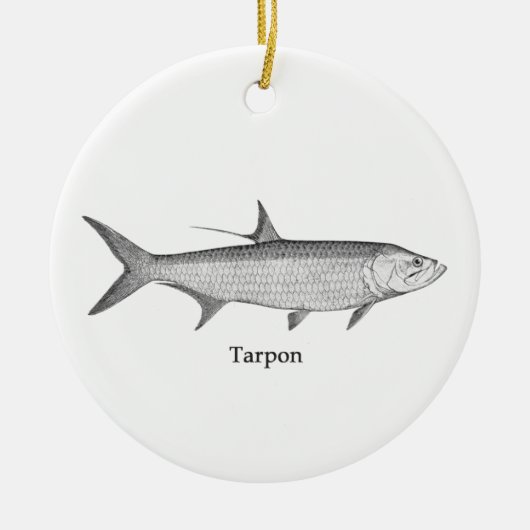 Tarpon-Logo (Linie Kunst) Keramikornament (Vorne)