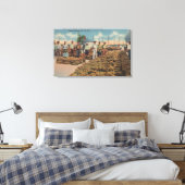 Tarpon Springs, FL - Szene des Schwammaustauschs Leinwanddruck (Insitu (Schlafzimmer))