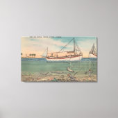 Tarpon Springs, FL - View of Boat & Deep Sea Leinwanddruck (Vorderseite)
