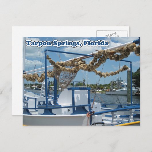 Tarpon Springs Schwammboot Postkarte (Vorne/Hinten)