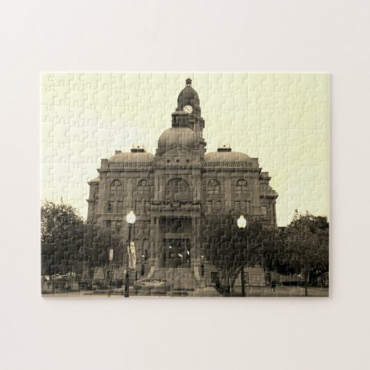 Tarrant County Courthouse Southwest SideBlackWhite Puzzle (Horizontal)