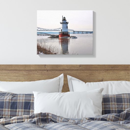 Tarrytown Lighthouse, New York Canvas Print Leinwanddruck (Insitu (Schlafzimmer))
