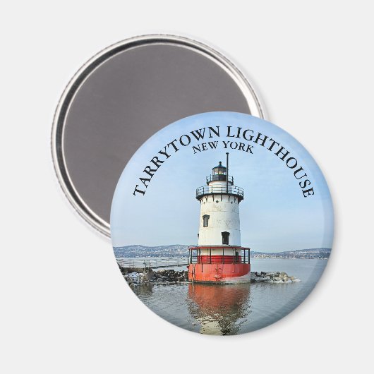 Tarrytown Lighthouse, New York Round Magnet (Vorderseite/Rückseite)