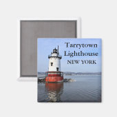 Tarrytown Lighthouse, New York Square Magnet (Vorderseite/Rückseite)