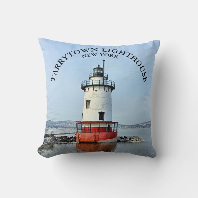 Tarrytown Lighthouse, New York Throw Pillow Kissen (Vorderseite)