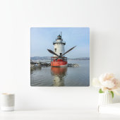 Tarrytown Lighthouse, New York Wall Clock Quadratische Wanduhr (Zuhause)