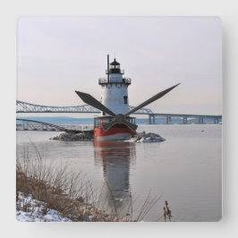 Tarrytown Lighthouse, New York Wall Clock Quadratische Wanduhr