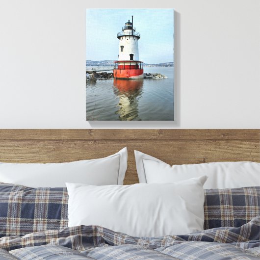 Tarrytown Lighthouse New York Wrapped Canvas Print Leinwanddruck (Insitu (Schlafzimmer))