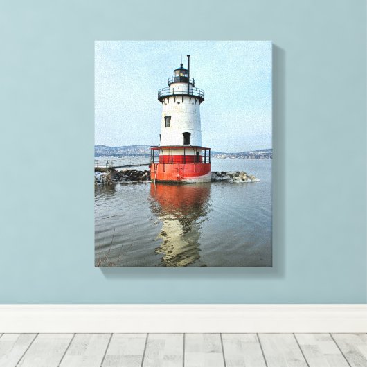Tarrytown Lighthouse New York Wrapped Canvas Print Leinwanddruck (Insitu (Holzboden))