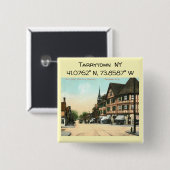 Tarrytown NY Kartenkoordinaten im Vintage-Stil Button (Vorne & Hinten)