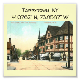 Tarrytown NY Kartenkoordinaten im Vintage-Stil Fotodruck