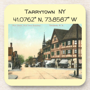 Tarrytown NY Map koordiniert Vintagen Stil Getränkeuntersetzer
