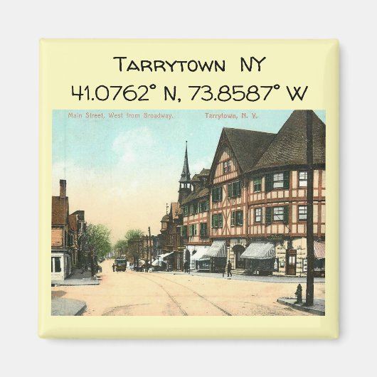 Tarrytown NY Map koordiniert Vintagen Stil Magnet (Vorne)