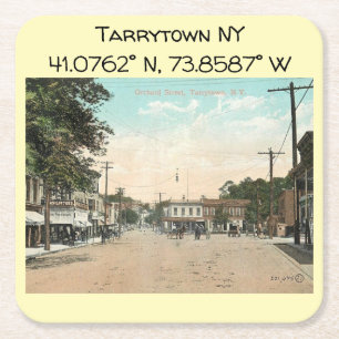 Tarrytown NY Map koordiniert Vintagen Stil Rechteckiger Pappuntersetzer