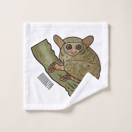 Tarsier Cartoon Illustration Badhandtuch Set (Waschlappen)