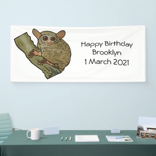 Tarsier Cartoon Illustration Banner (Messe)
