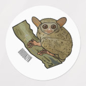 Tarsier Cartoon Illustration Etiketten (Design 1)