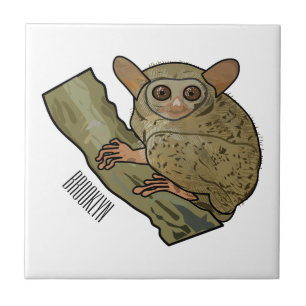 Tarsier Cartoon Illustration Fliese