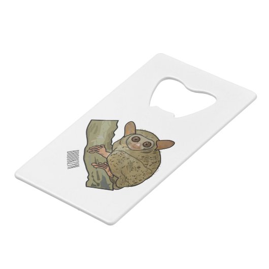 Tarsier Cartoon Illustration Geldbeutel Flaschenöffner (Rückseite Schrägansicht)