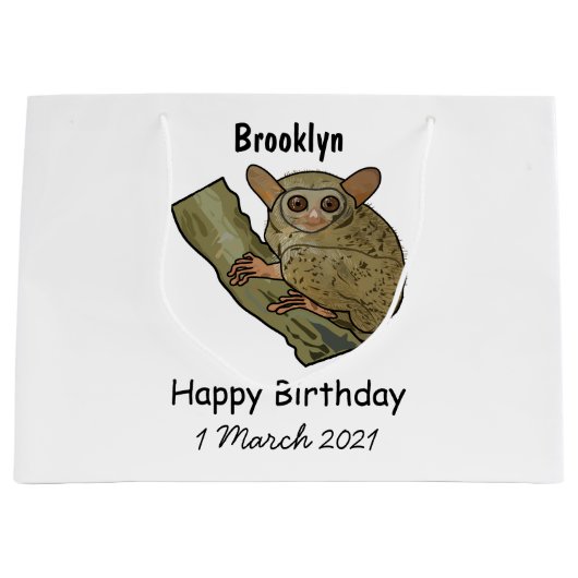 Tarsier Cartoon Illustration Große Geschenktüte (Vorderseite)