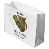 Tarsier Cartoon Illustration Große Geschenktüte (Rückseite Schrägansicht)