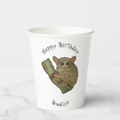 Tarsier Cartoon Illustration Pappbecher (Rückseite)