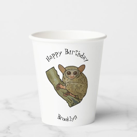 Tarsier Cartoon Illustration Pappbecher (Vorderseite)