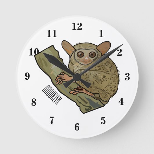 Tarsier Cartoon Illustration Runde Wanduhr (Vorderseite)