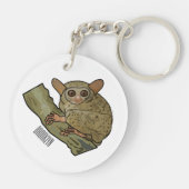 Tarsier Cartoon Illustration Schlüsselanhänger (Rückseite)