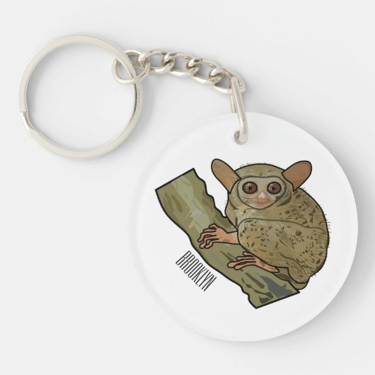 Tarsier Cartoon Illustration Schlüsselanhänger (Vorderseite)