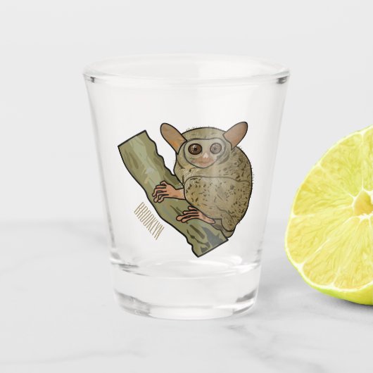 Tarsier Cartoon Illustration Schnapsglas (Vorderseite)