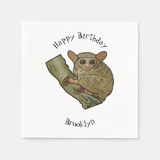 Tarsier Cartoon Illustration Serviette (Vorderseite)