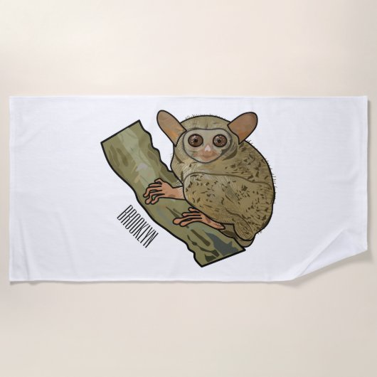 Tarsier Cartoon Illustration Strandtuch (Vorderseite)