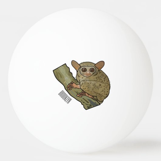 Tarsier Cartoon Illustration Tischtennisball (Rückseite)