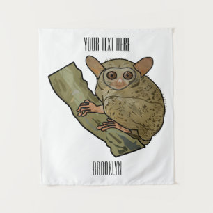 Tarsier Cartoon Illustration Wandteppich