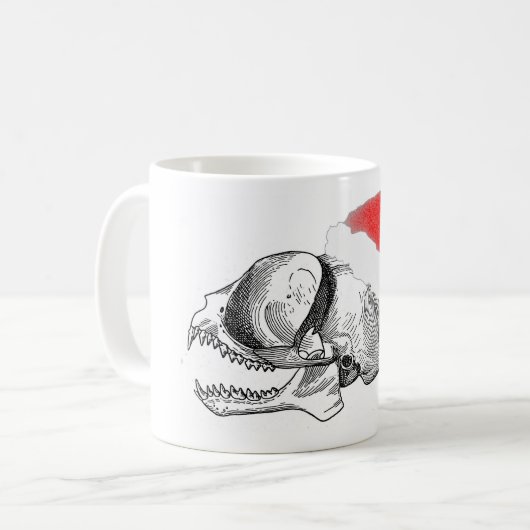 Tarsius Skull mit Weihnachtsmannmütze Kaffeetasse (Vorderseite Links)