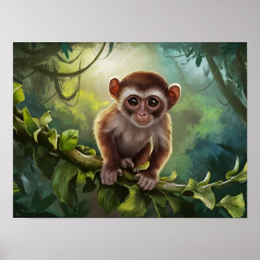 Tarsius Syrichta: Tarsier Monkey in Natural Jungle Poster (Vorne)
