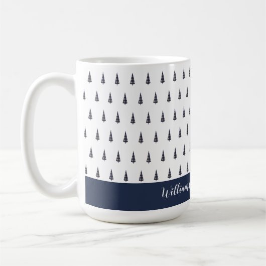 Tartan Abstrakt Tree Mit Monogramm Kaffeetasse (Links)