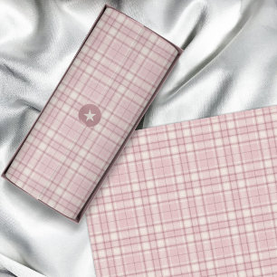 Tartan - Baby Pink mit Zement Weiß und Dunkelrosa Seidenpapier