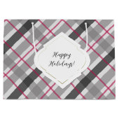 Tartan Balmoral Black Gray Burgundy Große Geschenktüte (Vorderseite)