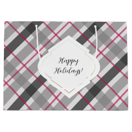 Tartan Balmoral Black Gray Burgundy Große Geschenktüte