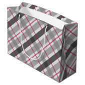 Tartan Balmoral Black Gray Burgundy Große Geschenktüte (Rückseite Schrägansicht)