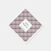 Tartan Balmoral Black Gray Burgundy Mit Monogramm Serviette (Ecke)