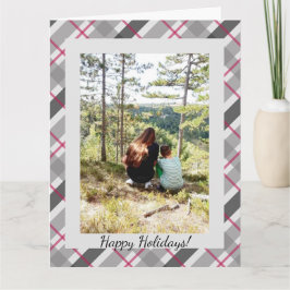 Tartan Balmoral Black Gray Burgundy One Foto Karte