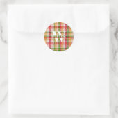 Tartan Basics Karomuster Monogramm Runder Aufkleber (Tasche)