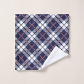 Tartan Bath Towel Coral Navy Gift for Birthdays Badhandtuch Set (Waschlappen)