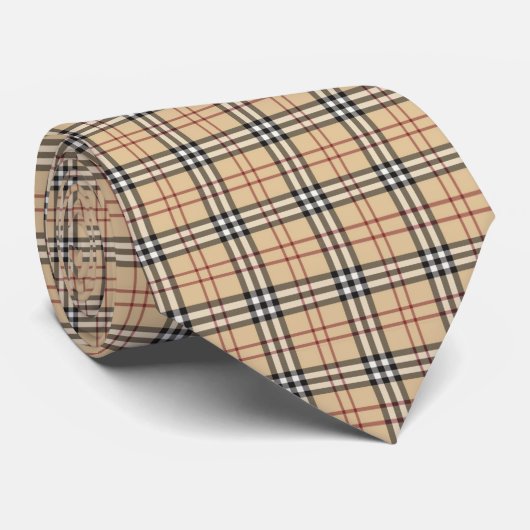 Tartan Beige Krawatte (Gerollt)
