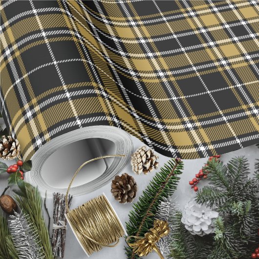 Tartan - Black CaramelGold OffWhite Geschenkpapier